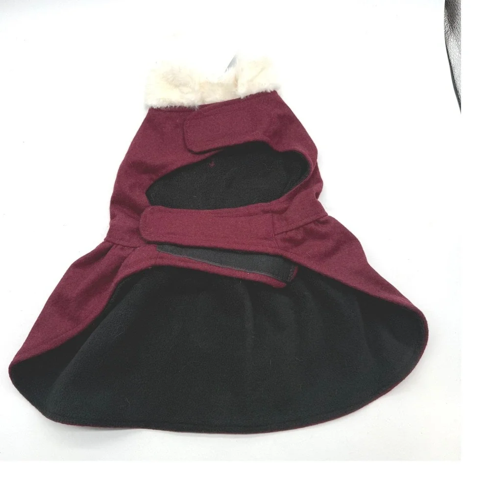Frisco Red Pom Pom Bow Peacoat Dog Coat Pet Apparel Winter Warm‎ Clothes Medium